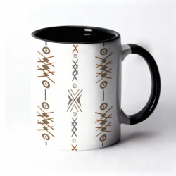 Mug 11oz - Tapisserie Berbère Amazigh - Bicolore Blanc Noir - by La Crafty House
