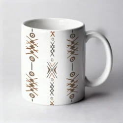 Mug 11oz - Tapisserie Berbère Amazigh - Blanc - by La Crafty House