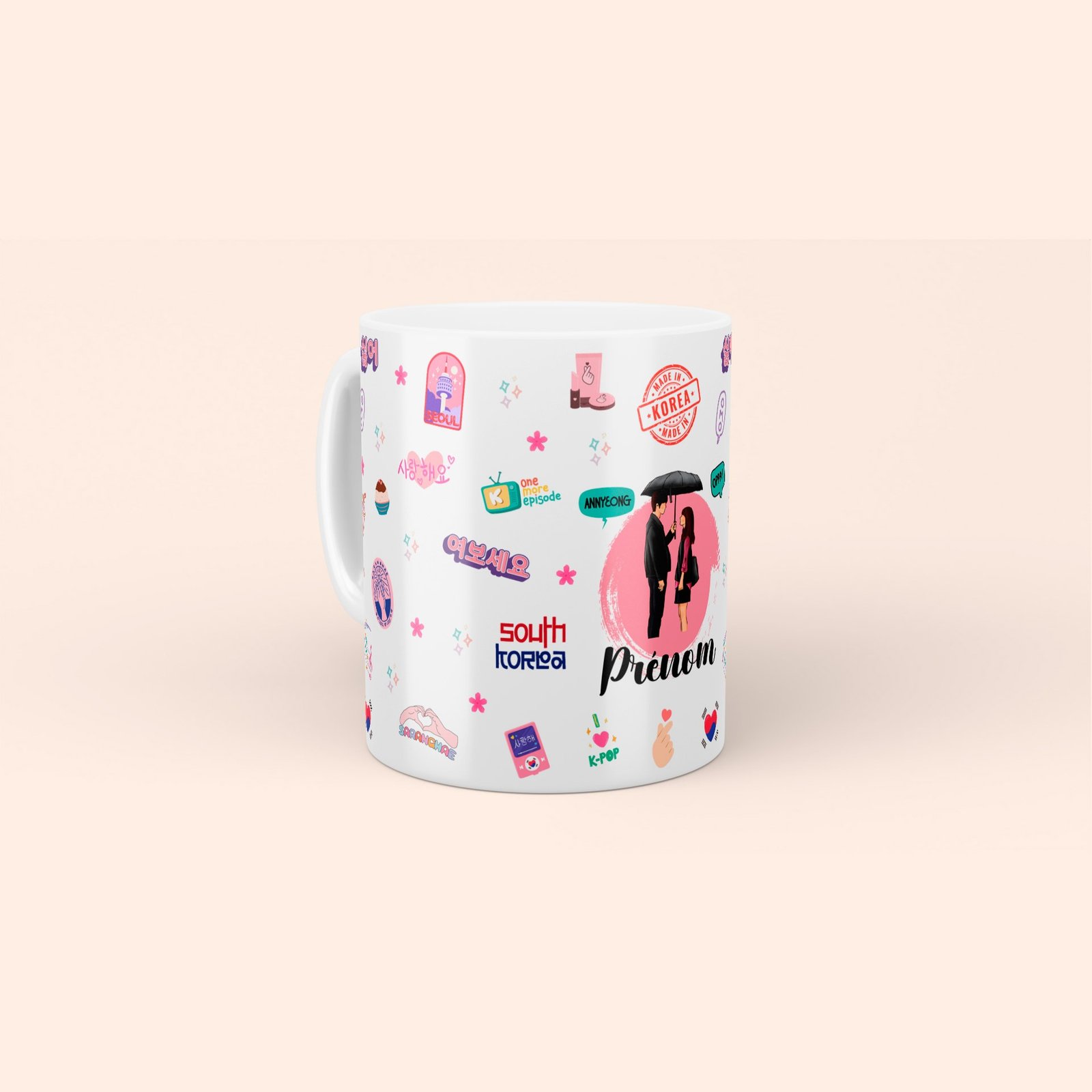 Mug Kdrama personnalisé blanc by La Crafty House