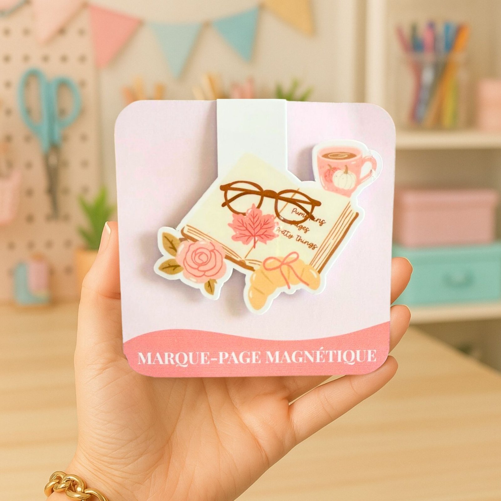 Marque-page magnétique - Automne vibes pinky by La Crafty House