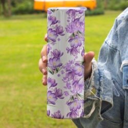 Tumbler 20oz fleurs violettes personnalisé by La Crafty House