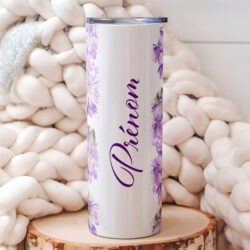 Tumbler 20oz fleurs violettes personnalisé by La Crafty House