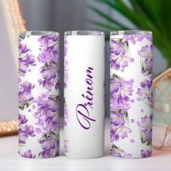 Tumbler 20oz fleurs violettes personnalisé by La Crafty House