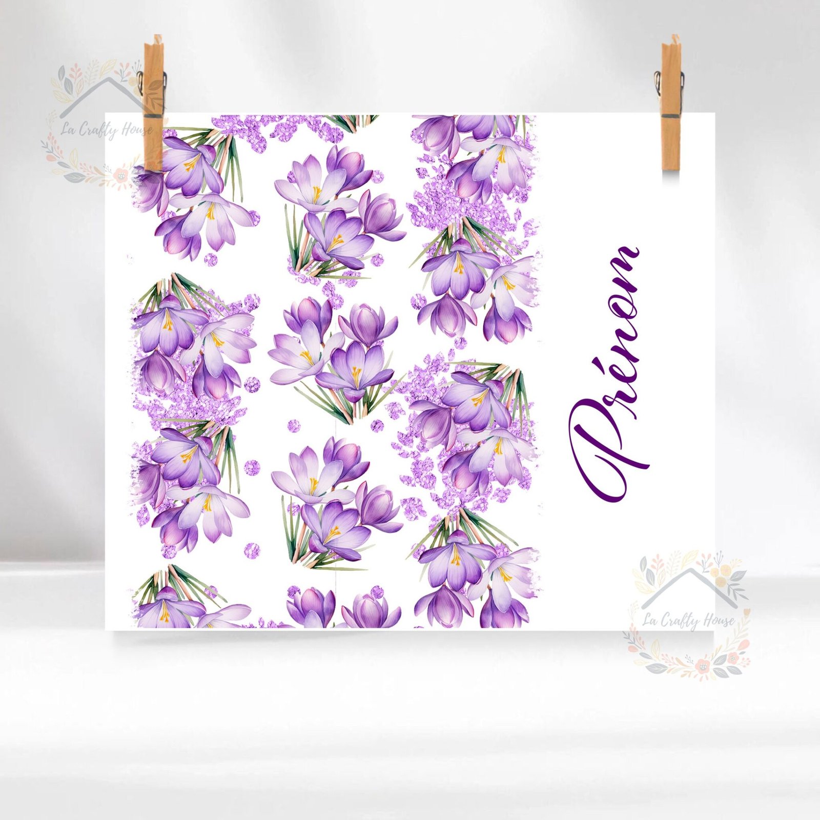 Tumbler 20oz fleurs violettes personnalisé by La Crafty House