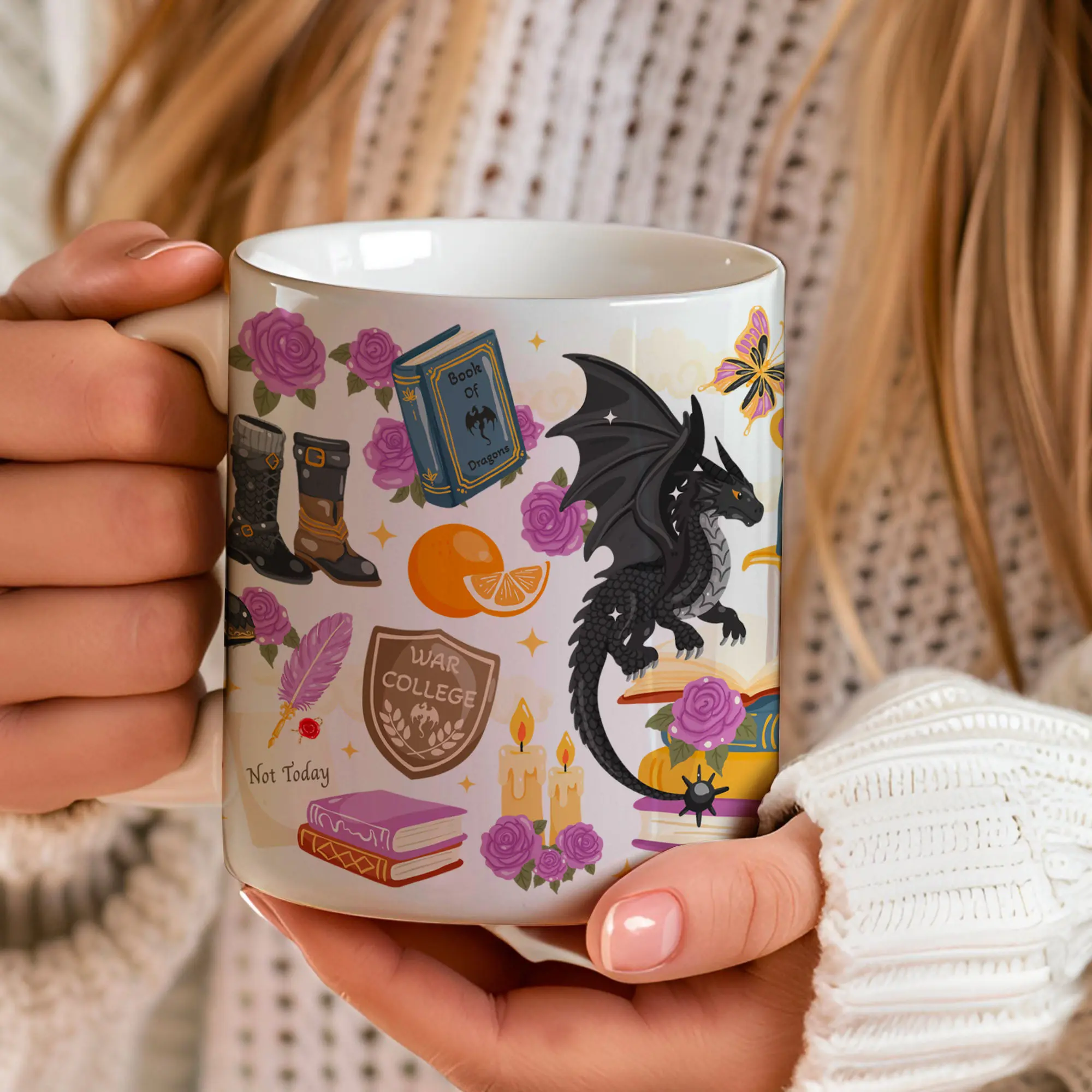 Mug 11oz Dragon Bloom by La Crafty House