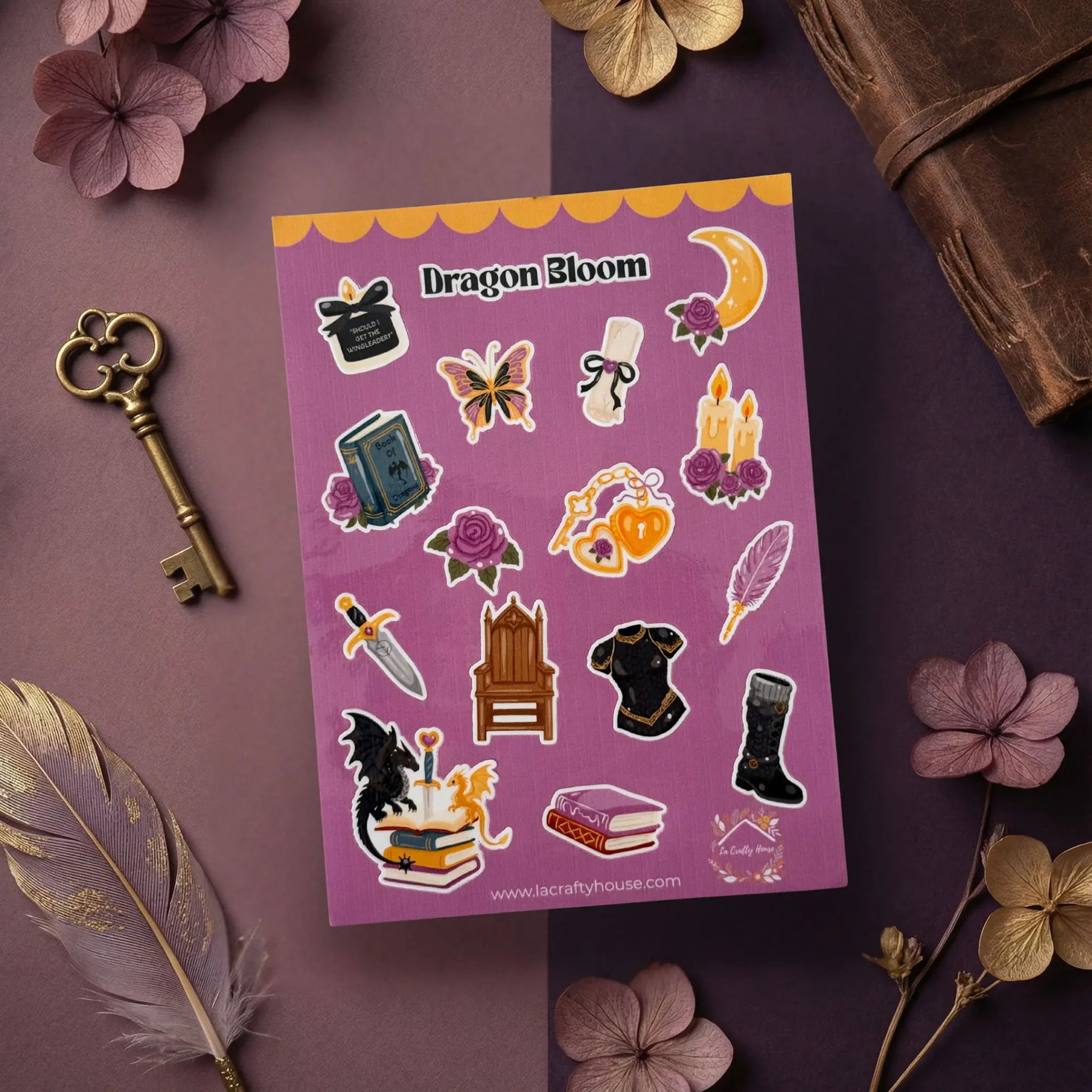 Planche de stickers fantasy Dragon Bloom by La Crafty House