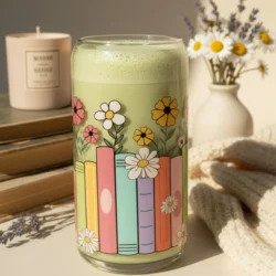 Gobelet canette transparent 16oz UVDTF – Amoureuses de lecture by La Crafty House