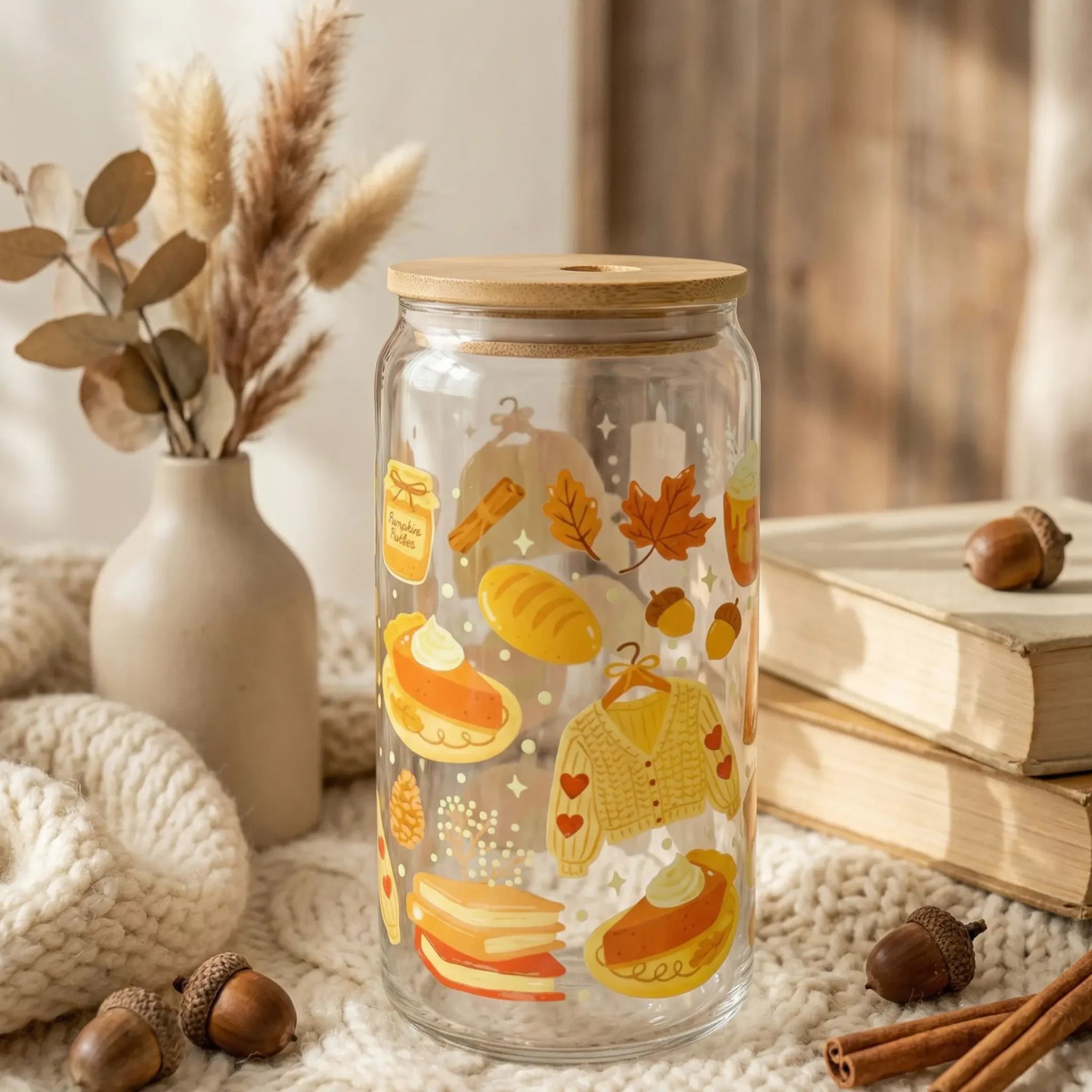Gobelet canette transparent 16oz UVDTF - Automne vibes by La Crafty House
