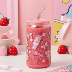 Gobelet canette transparent 16oz UVDTF - Bookish Girly by La Crafty House