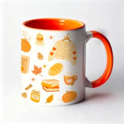 Mug 11oz Douceurs d’automne Cosy V1 Bicolor Blanc Orange by La Crafty House