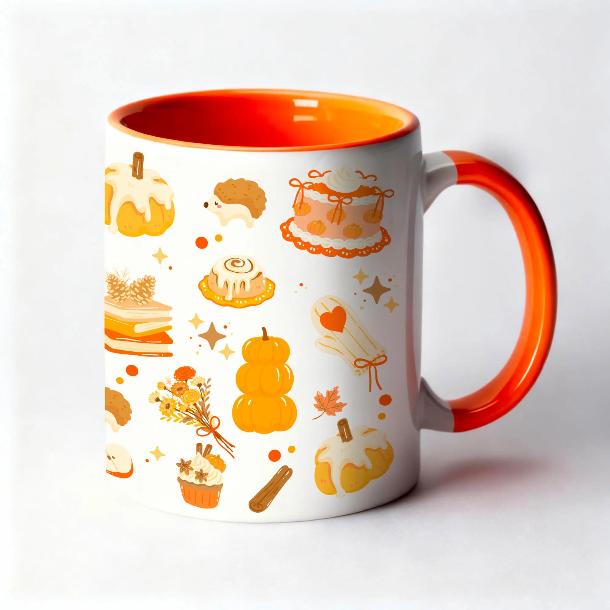 Mug 11oz Douceurs d’automne Cosy V2 Bicolor Blanc Orange by La Crafty House