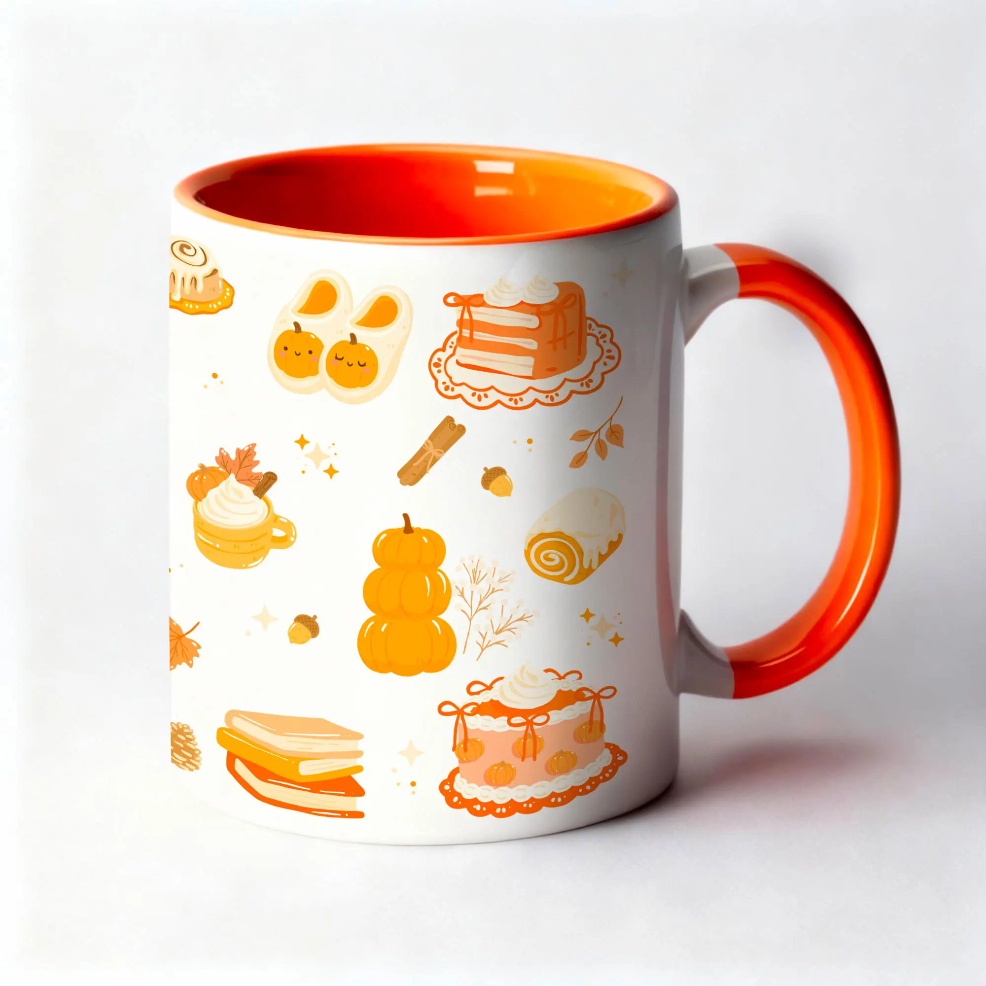 Mug 11oz Douceurs d’automne Cosy V3 Bicolor Blanc Orange by La Crafty House