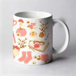 Mug 11oz Autumn Cocooning Blanc by La Crafty House