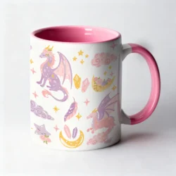 Mug 11oz Dragon Celeste Bicolore Blanc Rose by La Crafty House
