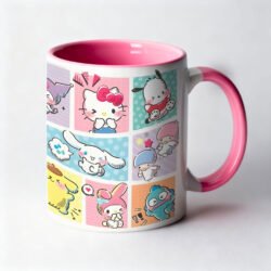 Mug 11oz Kawaii Besties - Bicolore Blanc Rose by La Crafty House