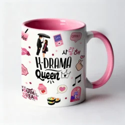 Mug 11oz K-Drama Queen bicolor Blanc Rose by La Crafty House