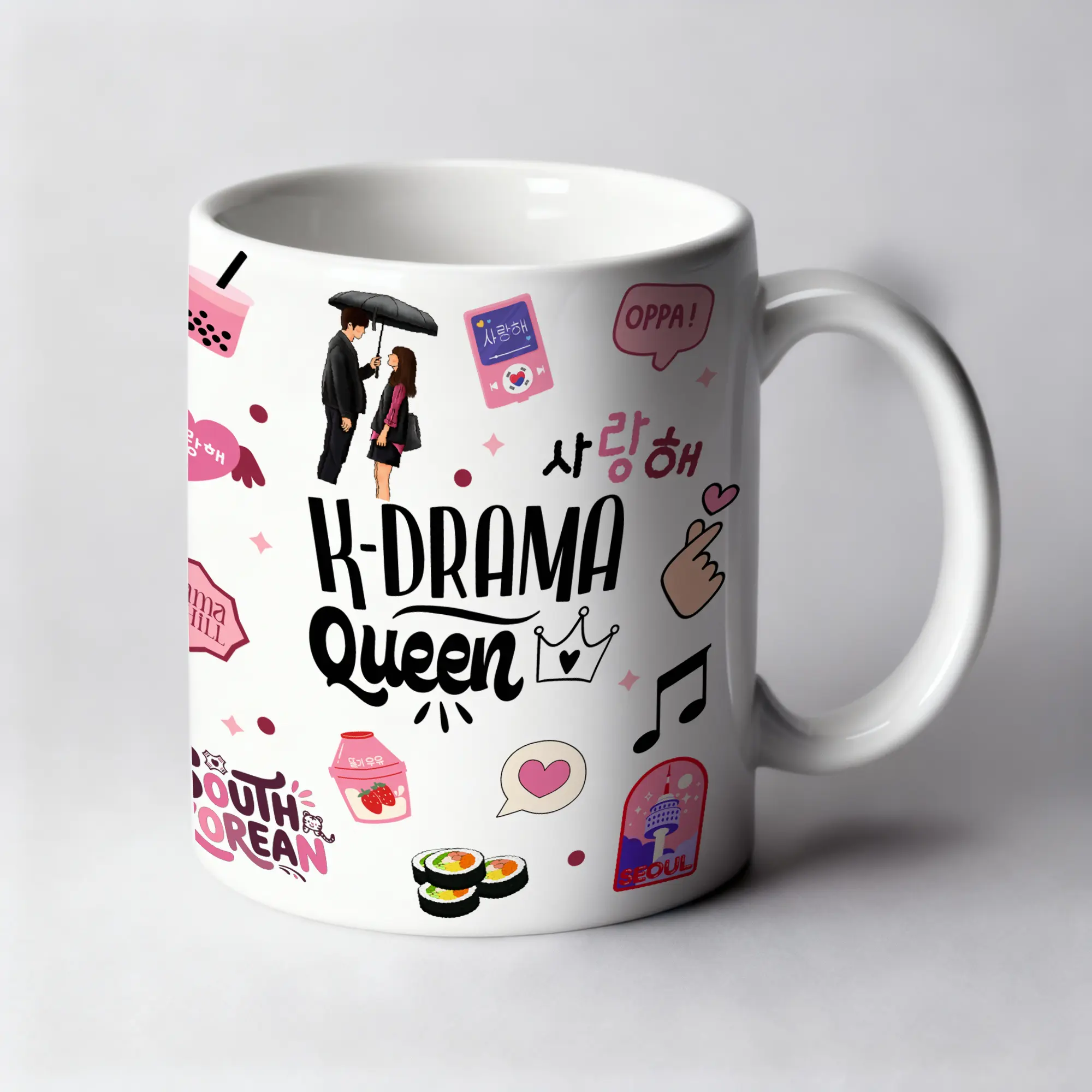 Mug 11oz K-Drama Queen Blanc by La Crafty House