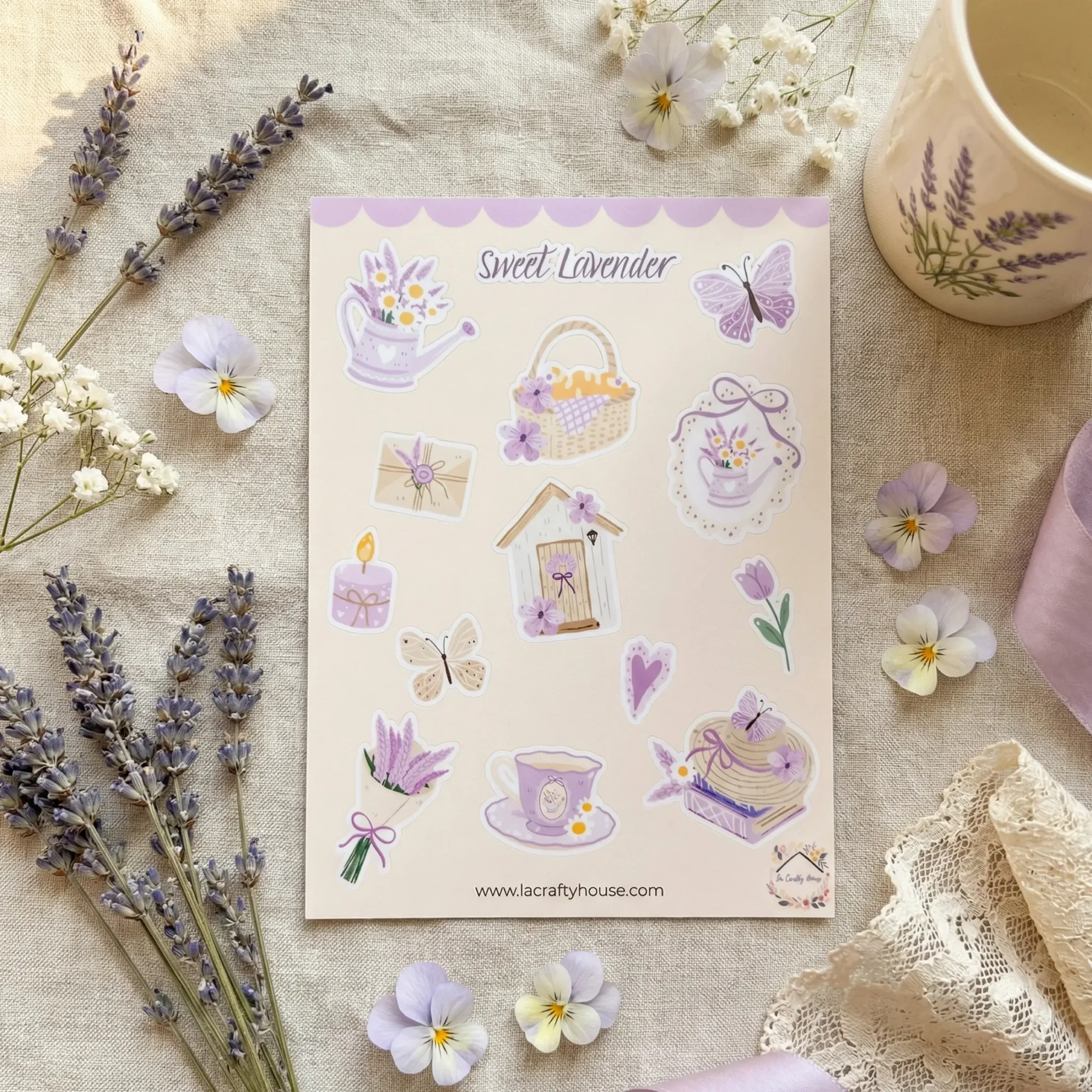 Planche de Stickers Sweet Lavender by La Crafty House