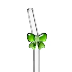Paille en verre coudée à nœud vert by La Crafty House