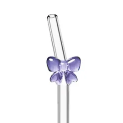 Paille en verre coudée à nœud violet by La Crafty House
