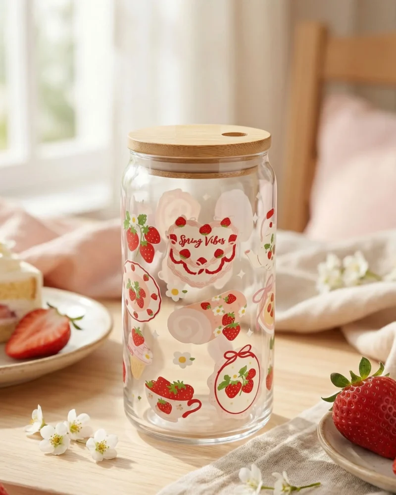 Gobelet canette transparent 16oz UVDTF - Spring Vibes by La Crafty House