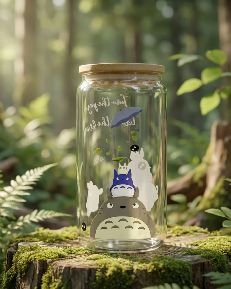 Gobelet canette transparent 16oz UVDTF - Totoro & Friends by La Crafty House