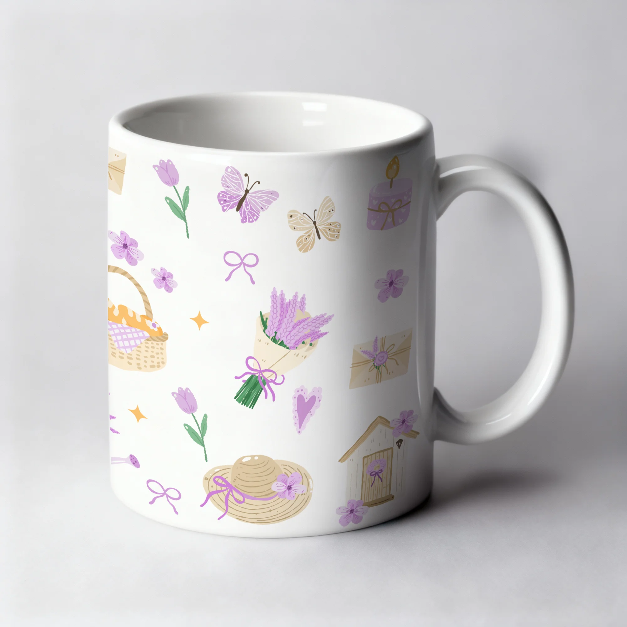 Mug 11oz - Sweet Lavender - Blanc - by La Crafty House