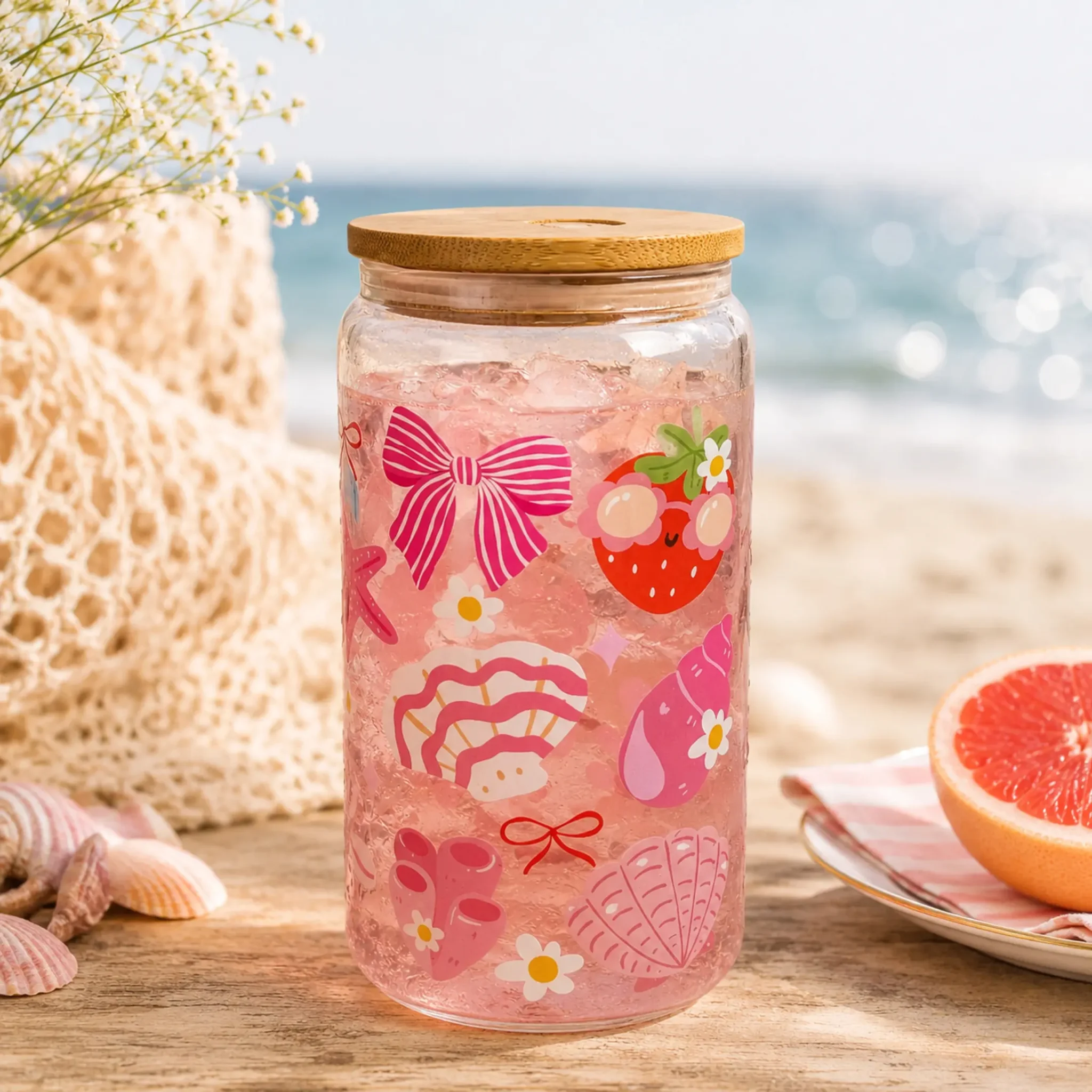 Gobelet canette transparent 16oz UVDTF - Coquette Summer by La Crafty House