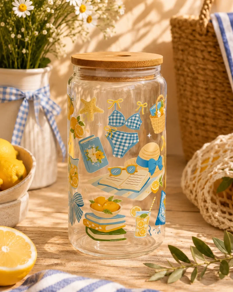 Gobelet canette transparent 16oz UVDTF - Dolce Limone by La Crafty House
