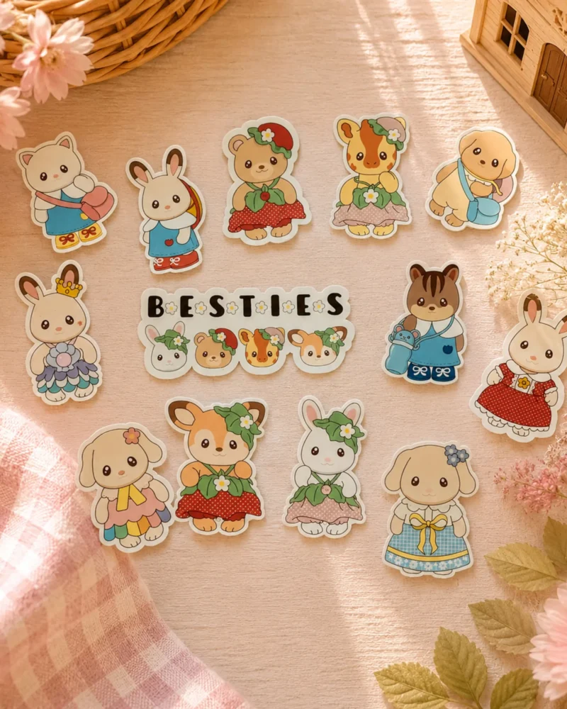Stickers Kawaii Cottage Friends - by La Crafty House