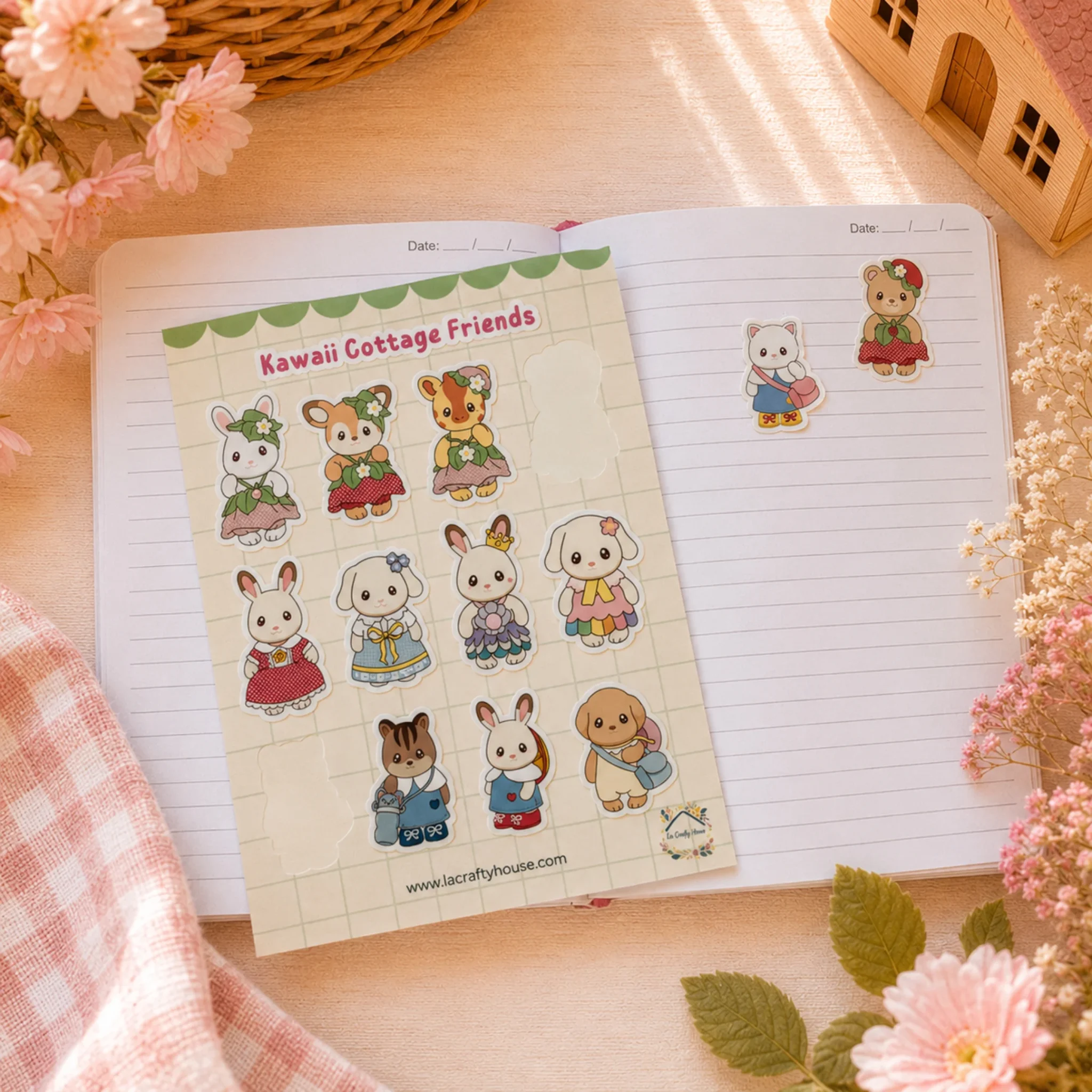 Planche de stickers - Kawaii Cottage Friends by La Crafty House